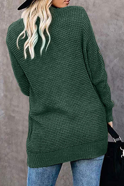 Pocket Knitted Solid Color Cardigan